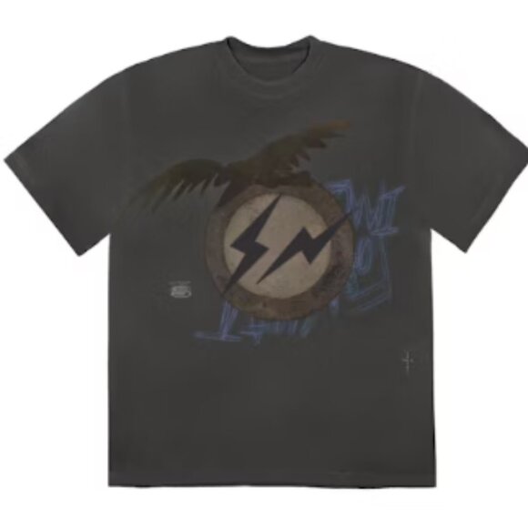 Travis Scott Cactus Jack For Fragment Create T-shirt Washed Black - Picture 1 of 5